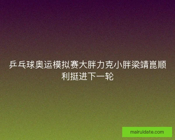 乒乓球奥运模拟赛大胖力克小胖梁靖崑顺利挺进下一轮